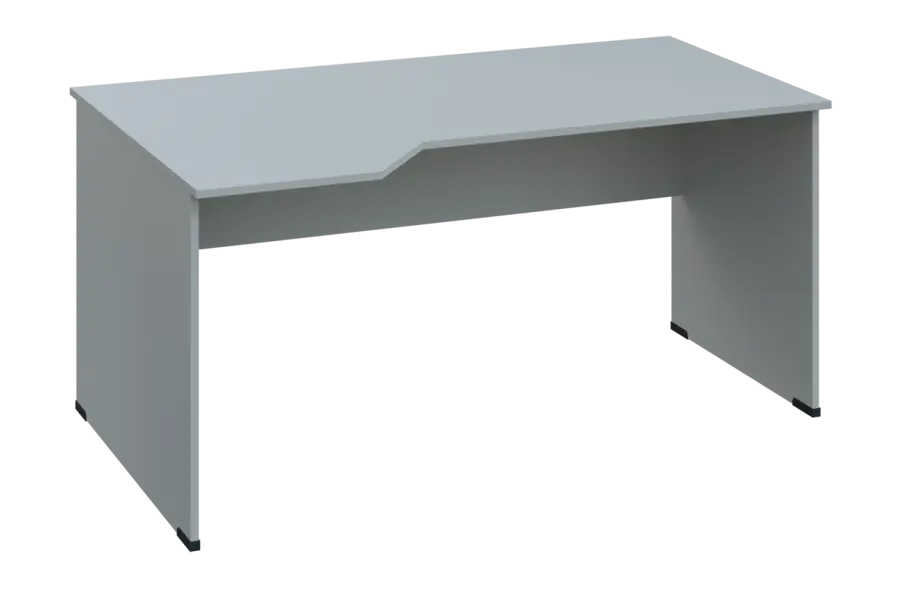 EZL 18 - 164 stůl kancelářský, rohový, levý, dřevěná podnož, deska 18 mm, široký 1600 mm, šedá